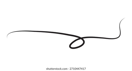 Un único elemento de línea, negro, dibujado a mano con un diseño en bucle y delicadas curvas, creando un visual elegante.