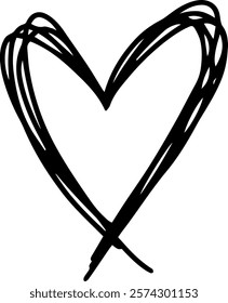 Single black heart shape created with multiple overlapping lines evokes feelings of love, care, and affection, perfect for Valentine s Day or romantic projects