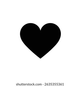 Single black heart shape symbol. Isolated on white background, the love sign has a clean, flat design with transparent background.