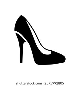 Single black high heel silhouette vector illustration design on white background.