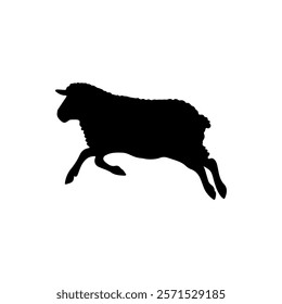 Single black jumping sheep silhouette vector illustration design.