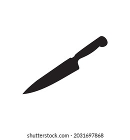 Single black kitchen knife silhouette vector logo design