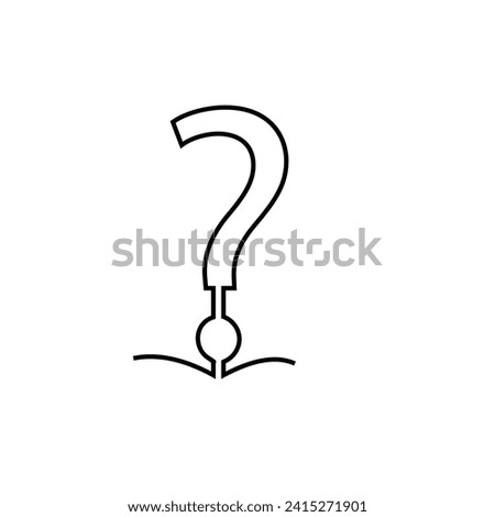 Single black line forms a continuous line question mark. Vector illustration created through one-line drawing on white background editable stroke eps 10.