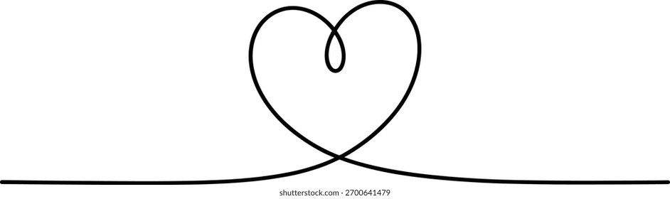 Single black line heart shape on white background love