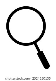 Single black magnifying glass symbol. Ideal for searching content, exploring details, investigation concepts, educational materials, inspection graphics. Outline style crisp and clear.