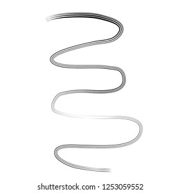 Single black  monochrome spiral line hand draw style vector design element curved shape template