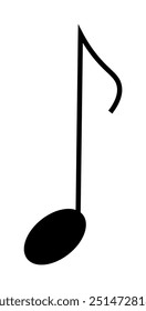 A single black musical note representing sound and music creation. Ideal for music education, sheet music, musicology, design elements, and digital media. Minimalist, clean, clear.