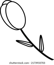 Single black outline tulip flower icon vector image