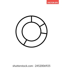 Single black pie graph line icon, simple diagram infographic flat design vector pictogram, interface elements for app logo web button ui ux isolated on white background