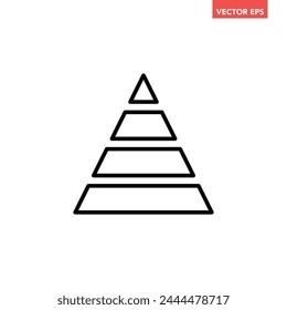 Single black pyramid triangle graph icon, simple business diagram flat design illustration pictogram for infographic interface elements for app logo web button ui isolated on white background