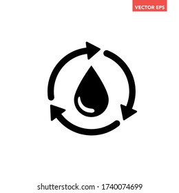 Single black round liquid recycle icon, simple planet bio protection circle flat design pictogram concept for app logo web banner button ui ux interface elements, vector isolated on white background