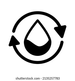 Single black round liquid recycle icon, simple planet bio protection circle flat design pictogram concept for app logo web banner button ui ux interface elements, vector isolated on white background