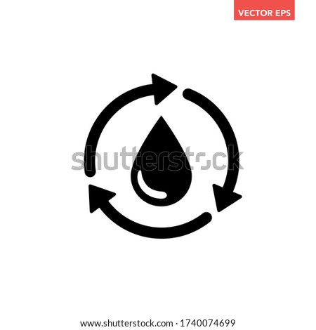 Single black round liquid recycle icon, simple planet bio protection circle flat design pictogram concept for app logo web banner button ui ux interface elements, vector isolated on white background