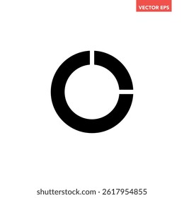 Single black separate doughnut graph pie chart icon with 2 colourful parts. Morden flat design vector illustration diagram infographic for web logo button app ui ux isolated on white background