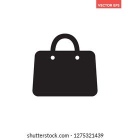 Single black shopping canvas tote  everyday handbag icon, simple flat design vector pictogram vector for app ads logotype web website button ui ux interface elements isolated on white background