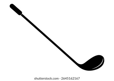 A single black silhouette of a golf club is shown against a white background The image is a vector graphic with a simple minimalist style.