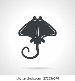 Single black silhouette icon for cramp-fish a top view on white background. 