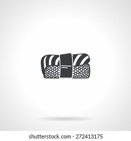 Single black silhouette icon for nigiri-zushi on white background. Seafood menu