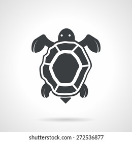 Single black silhouette icon for sea turtle on white background. 