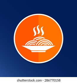 Single black silhouette vector icon bowl with ramen.