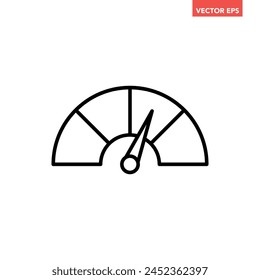Einzelnes schwarzes Tacho-Linie-Symbol, einfaches Geschwindigkeitsanzeiger-Zeichen-flaches Design-Piktogramm-Vektorgrafik für App-Logo-Anzeigen Web-Banner-Button-Benutzeroberfläche-Elemente isoliert auf weißem Hintergrund