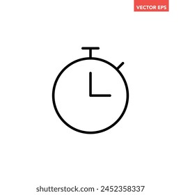 Icono de línea de cronómetro negro simple, temporizador de cronómetro simple Vector de pictograma de diseño plano para anuncios de App Web Botón de Anuncio Elementos de interfaz ui aislados sobre fondo blanco
