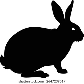 Single black vector illustration showcasing a rabbit silhouette against a solid white backdrop. The simple yet distinct artwork captures the iconic bunny shape with clean lines.