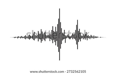 Single black and white audio waveform graphic element, representing sound.