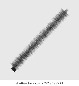 Un solo tubo de plástico blanco y negro con un accesorio de tornillo actúa como una herramienta de barbero profesional para el cuidado de la belleza del peinado, que se muestra en un primer plano macro aislado sobre un fondo blanco