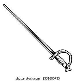 single black and white sword blade on white background - vector illustration