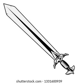 single black and white sword blade on white background - vector illustration