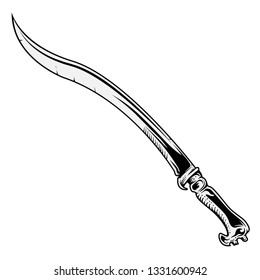 single black and white sword blade on white background - vector illustration