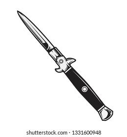single black and white sword blade on white background - vector illustration