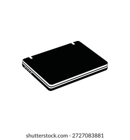 Um ícone de vetor preto e branco do computador laptop