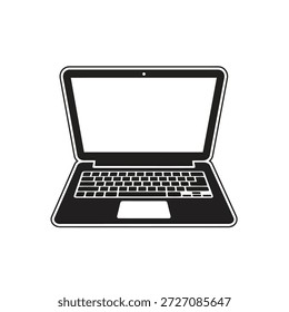 Einzelnes schwarz-weißes Vektorsymbol des Laptops