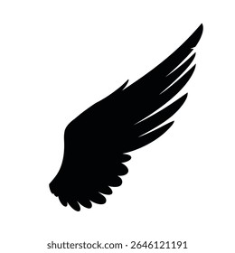 Single black wing silhouette design element.