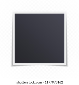Single blank photo frame with shadow effects, isolated on transparent background. Vintage Photo Frame mockup in realistic style for your picture. Vector illustration EPS 10.