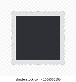Single blank photo frame with shadow effects, isolated on transparent background. Vintage Photo Frame mockup in realistic style for your picture. Vector illustration EPS 10.