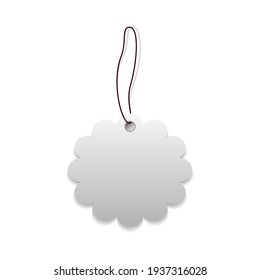 Single blank tag with tied thread isolated on white background Vector illustration