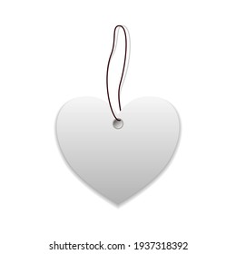 Single blank tag with tied thread isolated on white background Vector illustration
