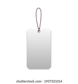 Single blank tag with tied thread isolated on white background Vector illustration