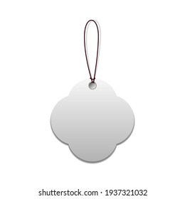 Single blank tag with tied thread isolated on white background Vector illustration