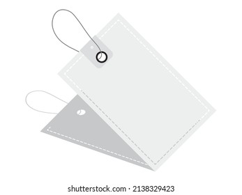 Single blank tag with tied thread isolated on white background Vector illustration