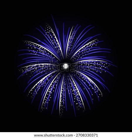 A single blowfirework explodes in a brilliant spherical burst against a dark night sky