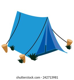 A single Blue canvas Tent.