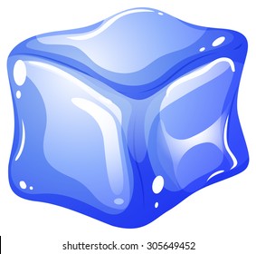 Single blue ice cube illustration