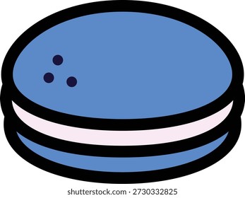 Solo macaron azul sobre fondo liso