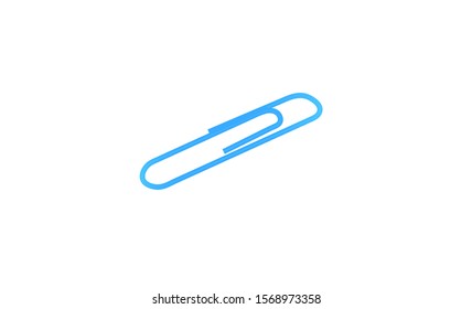 Single blue paper clip isolated on a white background. One paper clip vector design