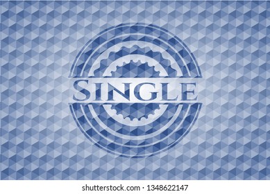 Single blue polygonal badge.