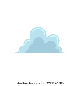 Single blue roundish cloud icon, sign, symbol, flat cartoon vector illustration isolated on white background. Flat cartoon blue cloud icon, sign, decoration element